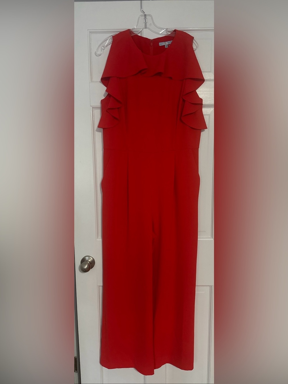 Antoni Melani Red Ruffle-Shoulder Jumpsuit Women’s 14